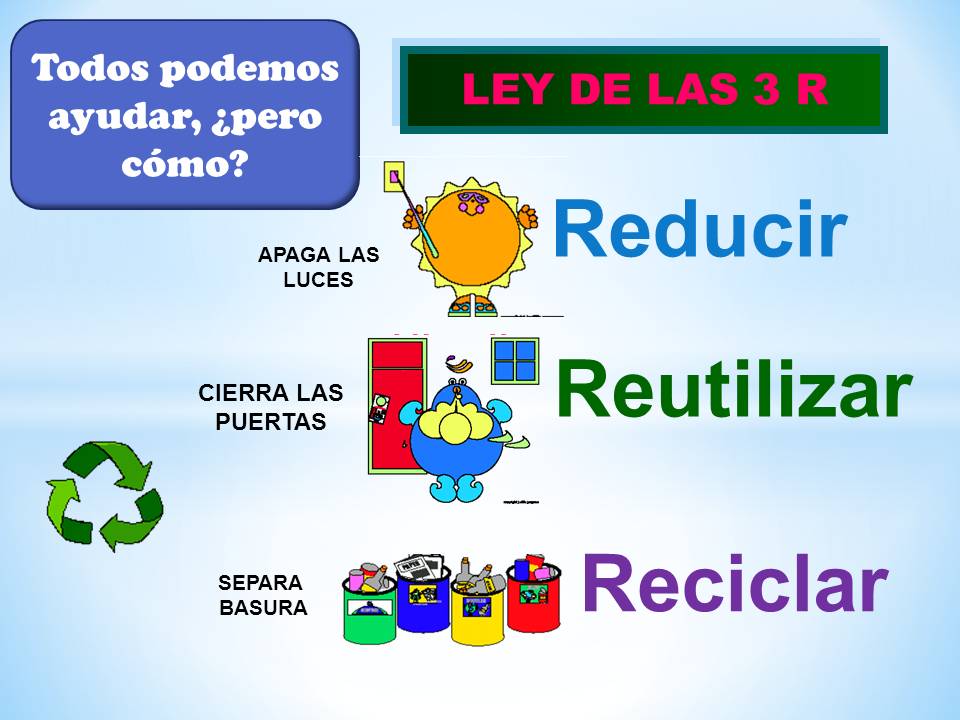 Resultado de imagen de uso de las 3 r reducir reutilizar y reciclar
